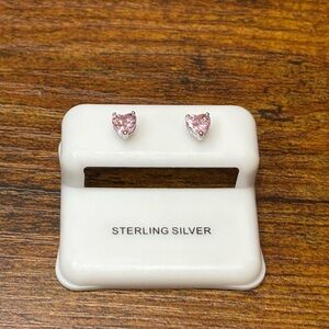 Sterling Silver Pink Sapphire Heart Earrings